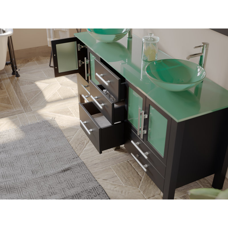 Cambridge Plumbing Emerald 64" Double Bathroom Vanity Set with Mirror